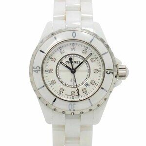 CHANEL J12 33mm H1628 12P Diamond Quartz White Dial Ladies Watch 90290705